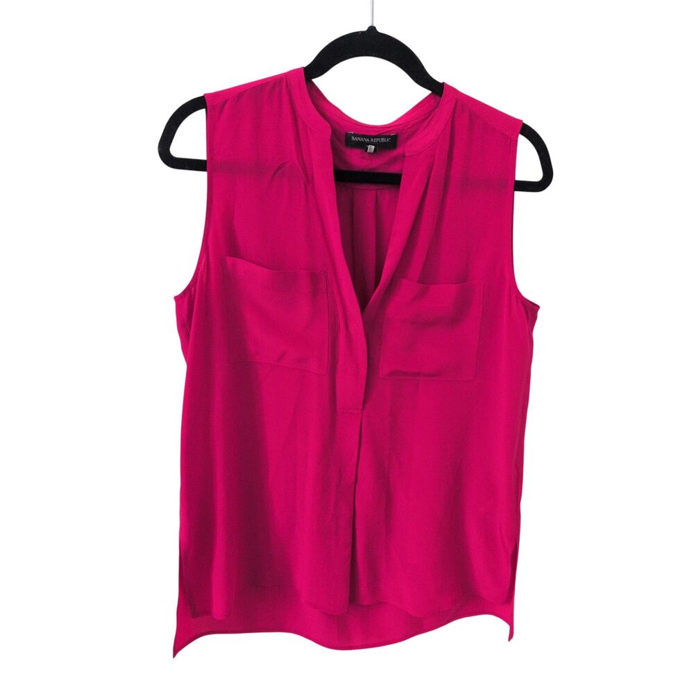 Banana Republic Magenta 100% Silk Utility Blouse size Small
